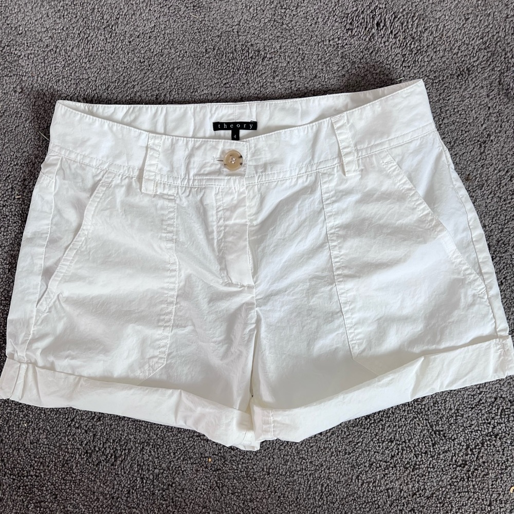 Theory shorts. White with buttons